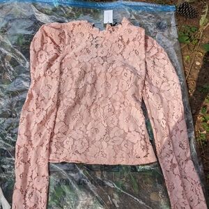Sugarlips NWT Pink Lace Fitted Blouse